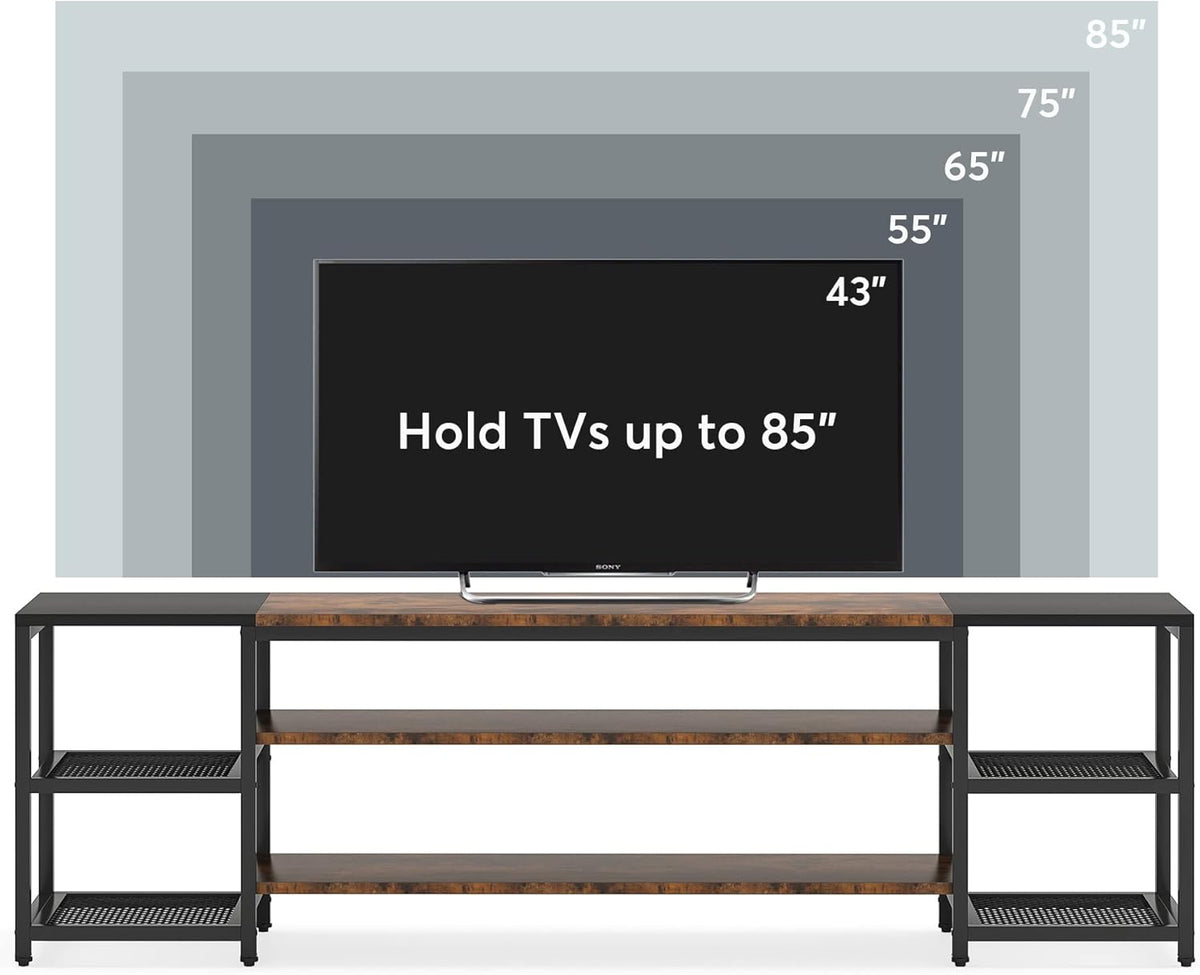 Tribesigns 78 Inch TV Stand for TVs up to 85 inch, Media Entertainment Center Console Table, Industrial 3 Tier TV Console Table with Storage Shelves for Living Room, Entertainment Room