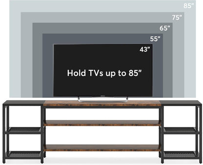 Tribesigns 78 Inch TV Stand for TVs up to 85 inch, Media Entertainment Center Console Table, Industrial 3 Tier TV Console Table with Storage Shelves for Living Room, Entertainment Room