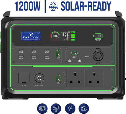 Draagbare Power Station – Mobiele Batterij – Externe Accu – Noodstroomvoorziening – Camping Accu – 1120Wh LiFePO4 Batterij – 2x 1200W AC Uitgangen met Snelladen