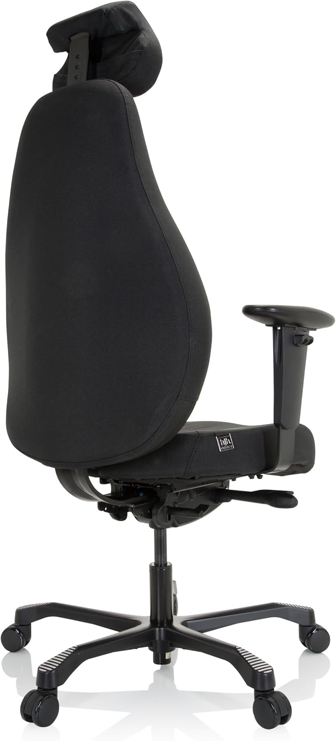 hjh OFFICE 608917 Professionele managersstoel Resistio XXL stoffen bureaustoel ergonomisch, tot 200 kg belastbaar, 24 uur inzetstuk, zwart
