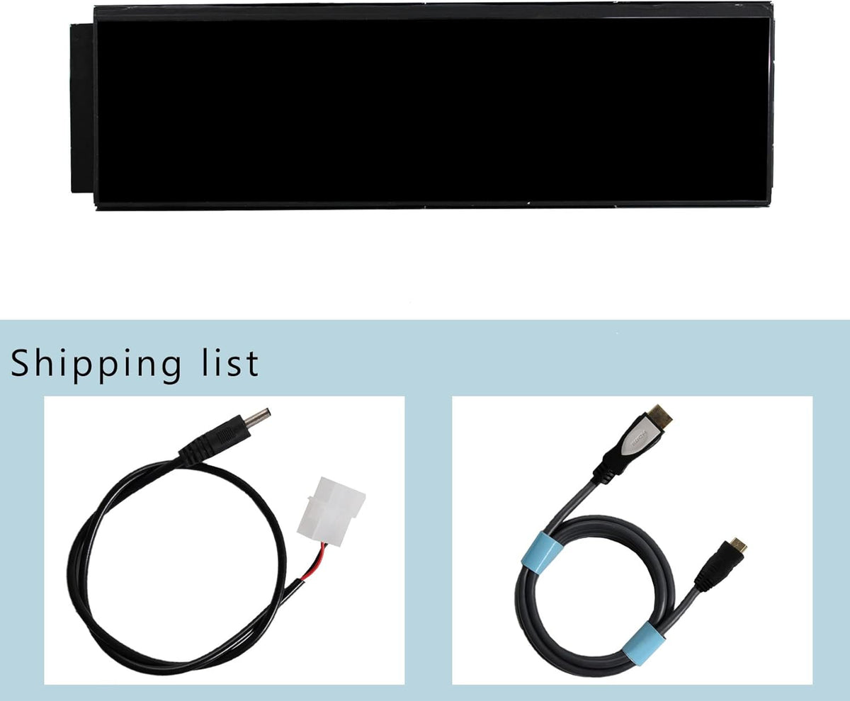 VSDISPLAY PC Case Display voor Y60 Computer Box, 12.6 inch 1920X515 IPS eDP LCD Monitor Scherm, met 2Video Poort