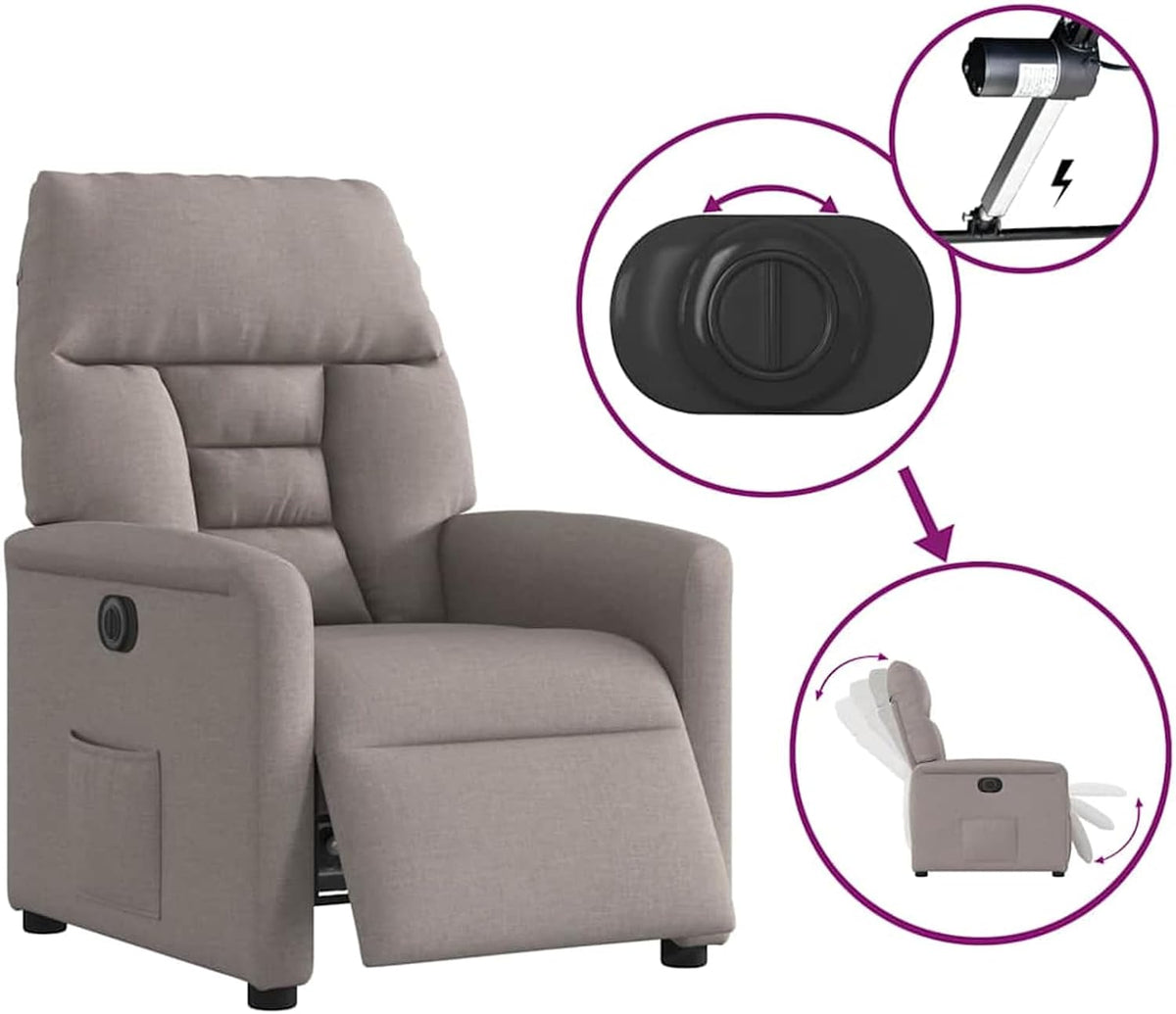 Relaxstoel – Fauteuil – Ligstoel – TV-Stoel – Draaifauteuil – Elektrisch Verstelbaar – Taupe Stoffen Bekleding