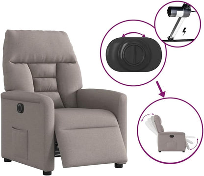 Relaxstoel – Fauteuil – Ligstoel – TV-Stoel – Draaifauteuil – Elektrisch Verstelbaar – Taupe Stoffen Bekleding