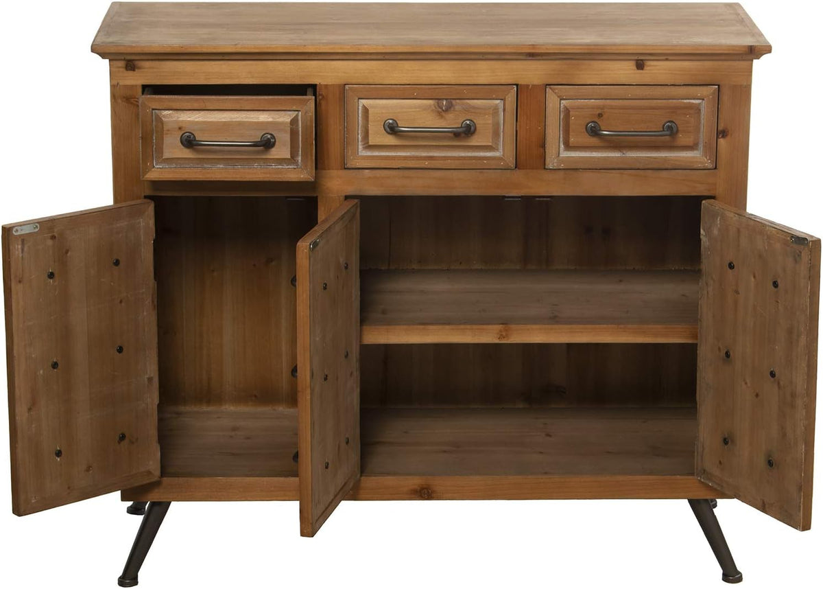 DRW Sideboard van MDF-hout met 3 laden en 3 deuren in naturel