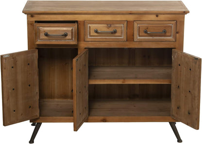 DRW Sideboard van MDF-hout met 3 laden en 3 deuren in naturel