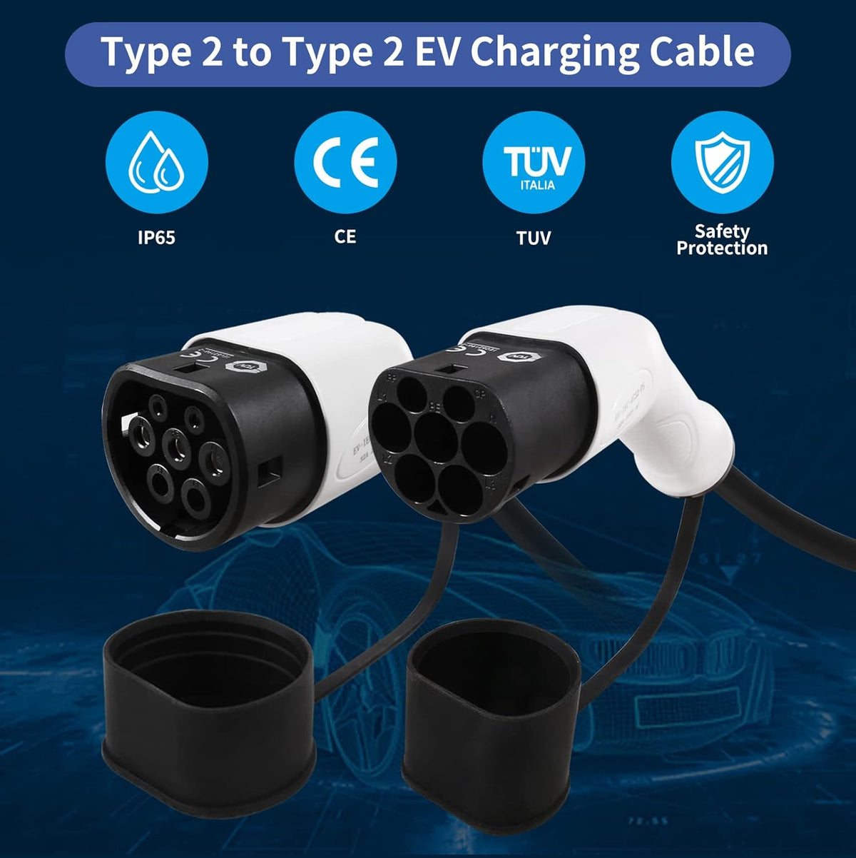 Type 2 EV evolutiekabelkabel evolutie voor PHEV ET Hybrid | 5m | 32A | 7.2KW | Type 2 Laadkabel compatibel met model S/3/X/Y, ID.3, E-Up, Ioniq 5, E- TRON, EQC, KONA, ZOE
