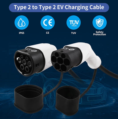 Type 2 EV evolutiekabelkabel evolutie voor PHEV ET Hybrid | 5m | 32A | 7.2KW | Type 2 Laadkabel compatibel met model S/3/X/Y, ID.3, E-Up, Ioniq 5, E- TRON, EQC, KONA, ZOE