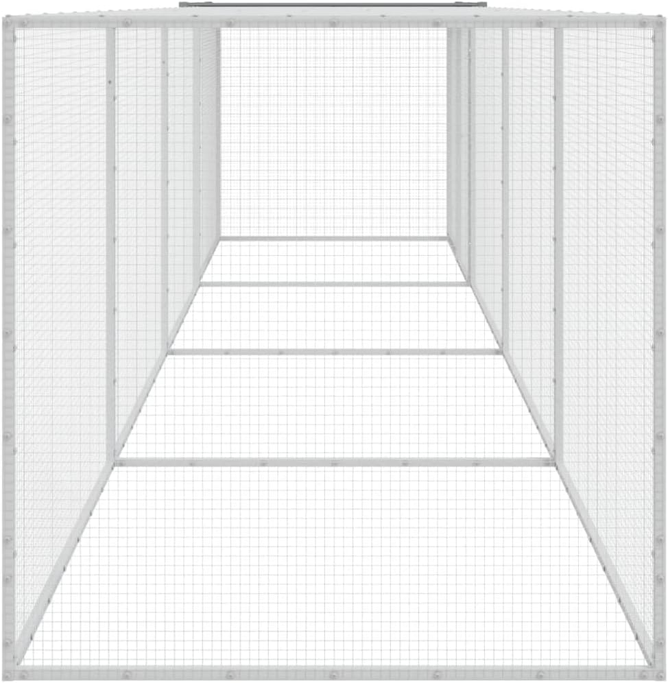 Tidyard Cage for Chickens Roof Light Grey 403 x 98 x 90 cm Galvanised Steel Chicken Cage for Chickens Free Riding Rabbit Fence Animal Fence - QUORE