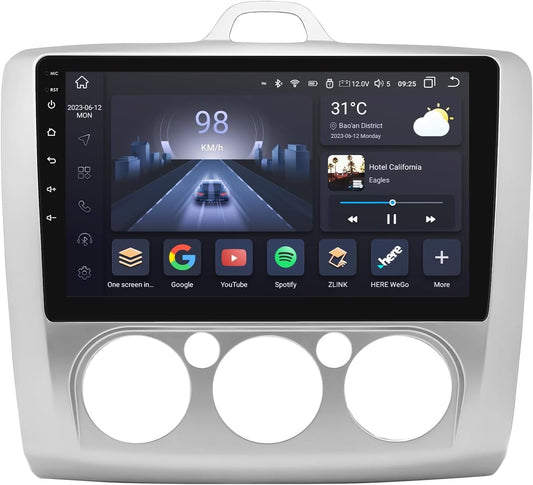 Ossuret autoradio voor Ford Focus Exi MT 2 3 Mk2 / Mk3 (2004-2011), 9 inch QLED touchscreen 4+32GB Android 12 GPS navigatie met Carplay weather Bluetooth USB WC WiFi DSP USB
