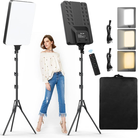 LED-Videolichtset – Videolamp – Studiolamp – Fotolamp – Videolicht – 2-Delige 24 Inch Set – Dimbaar 2800-6500 K – CRI 96+