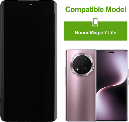 Digitale displayvervanging compatibel met Honor Magic 7 Lite 5G (zwart zonder frame) LCD-display, touchscreen, digitizer, montage met reparatiegereedschap