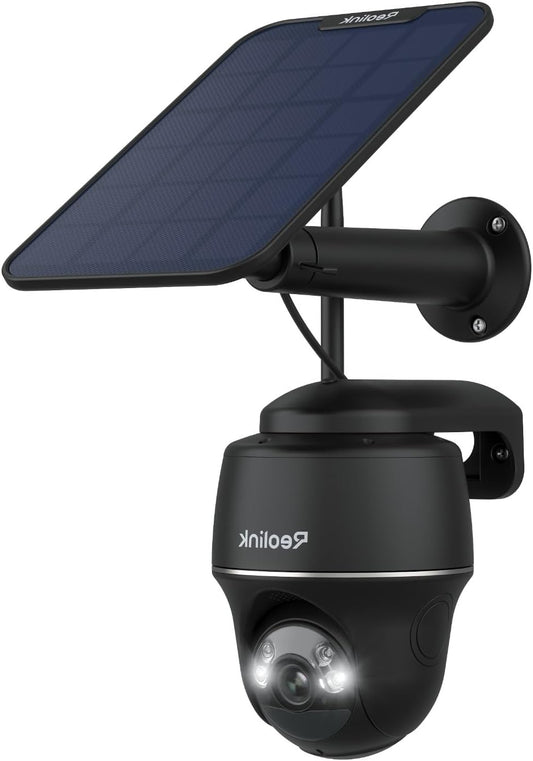 Reolink 5MP Solar Outdoor Camera 355°/140° Tilt Battery IP Camera with People/Car/Tiererkennung, 2.4/5GHz Wi-Fi, Time Lapse, 2-Way Call, Argus PT + Solar Panel (Black) - QUORE