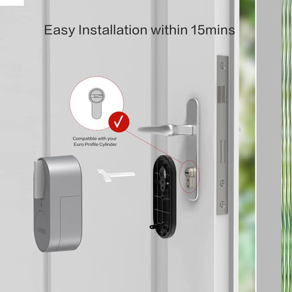 Lockin Smartes Türschloss G30 mit Keypad Pro, WLAN & App-Steuerung, Auto-Lock, Alexa- & Google-kompatibel, keyless Entry elektronisches türschloss, Fingerprint, Zutrittscode, Grau