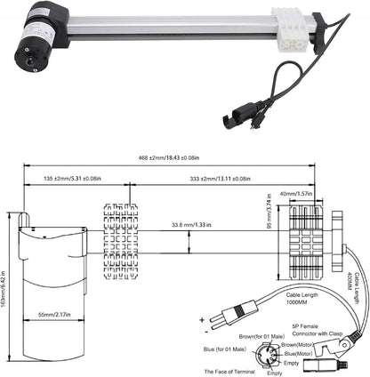 Motoractuator Elektrische Bank – Power Recliner Motor – Sofa Verstelmotor – Liftstoel Motor – Relaxfauteuil Motor – 1000N Stuwkracht – 333mm Slaglengte – Stil ≤55dB