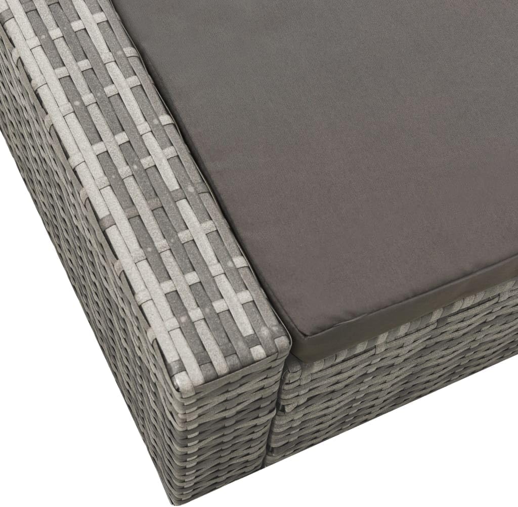 vidaXL Lounger double poly rattan grey - QUORE