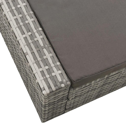 vidaXL Lounger double poly rattan grey - QUORE