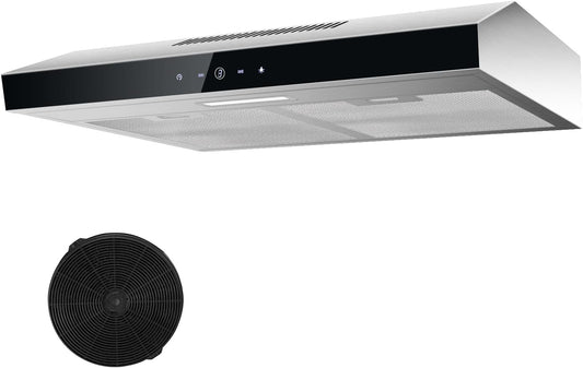 TopStrong afzuigkap 60 cm, onderbouw afzuigkap 60 cm, recirculatie/afvoer, afzuigkap met CF-K actieve koolfilter, 201 m³/h luchtstroom, roestvrijstalen afzuigkap, 3 standen Soft Touch bediening