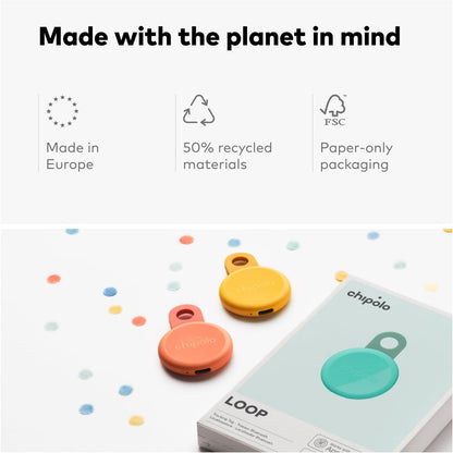 Chipolo LOOP-Oplaadbare Bluetooth tracking tag item locator voor sleutels & tassen, Apple Zoek mijn - compatibel of Google Vind plek, Laat telefoon rinkelen (4 Pack (Mix))