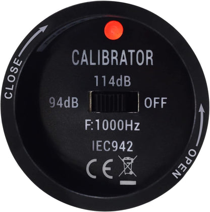 Akoestische Kalibrator – Geluidsniveaukalibrator – Geluidskalibrator – Kalibrator Voor Geluidsniveaumeter – Microfoonkalibrator – 94 dB En 114 dB Uitgangsniveaus – Voor 1" En 1/2" Microfoons