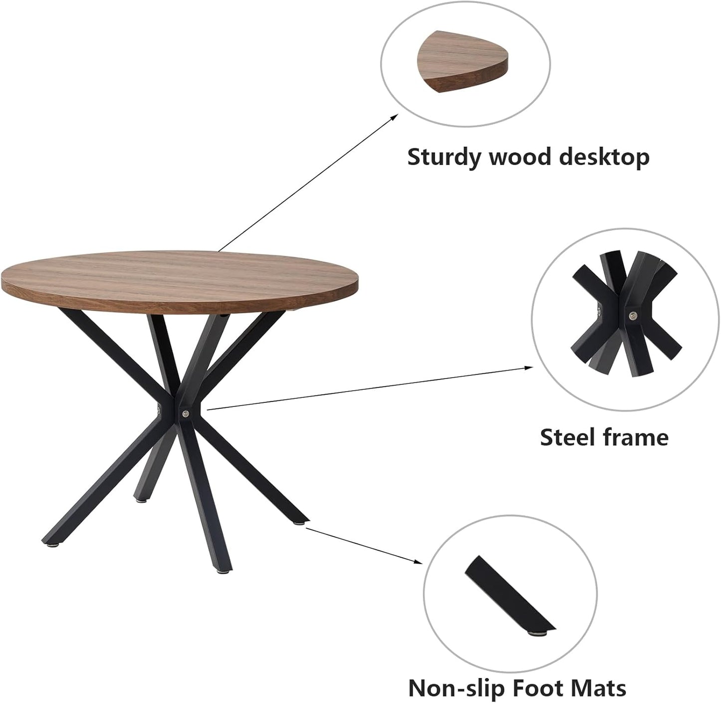 Salontafels - Tafel - Eettafel - Keukentafel - 76,5 cm x 54 cm - 100 diameter - Donkerbruin