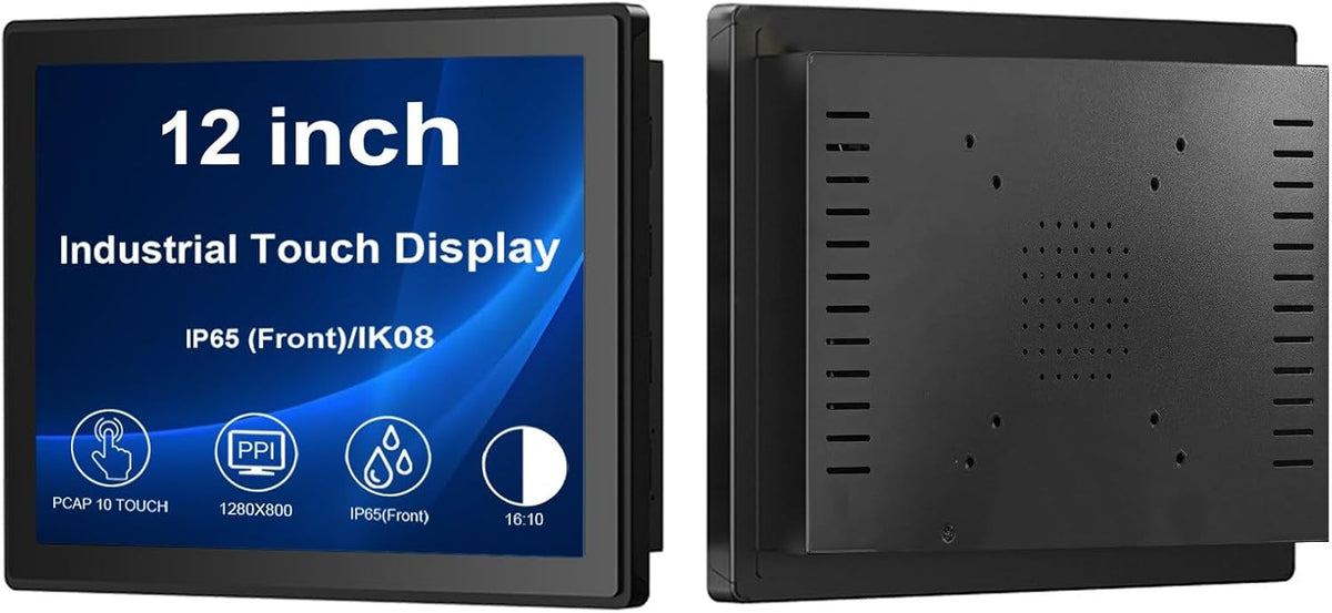 12 Inch Industriële Touchscreen-Monitor – Touchmonitor – LCD-Monitor – Industrieel Scherm – Touchscreen Display – 10-Punts Multitouch – IP65 Frontpaneel