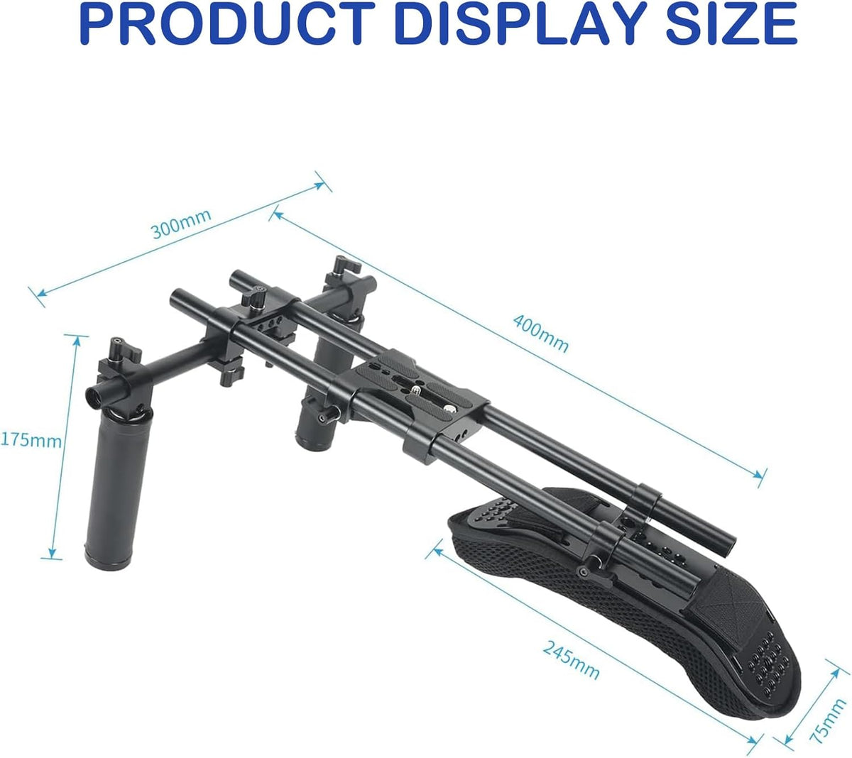NICEYRIG Camera Schouder Rig met 15mm Schouderpad Ondersteuningssysteem voor DSLR Camera Cinema Camcorder, Mount Rig met Basisplaat, Aluminium 15mm Rod, Handvat Set - 435