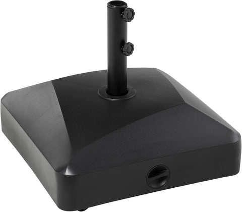 Parasolstandaard - Parasolvoet - met Wielen - voor Ø38-48 mm Parasolstang - Zand of Water Vulbaar - Metaal - 54.5 x 48 cm - Zwart