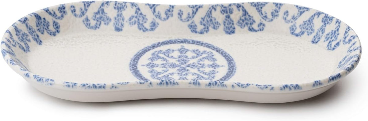 27-delige dinerset, 100% porselein, blauw en wit, inclusief serviesborden, kommen, dessertborden, vaatwasser- en magnetronbestendig, elegante eetervaring