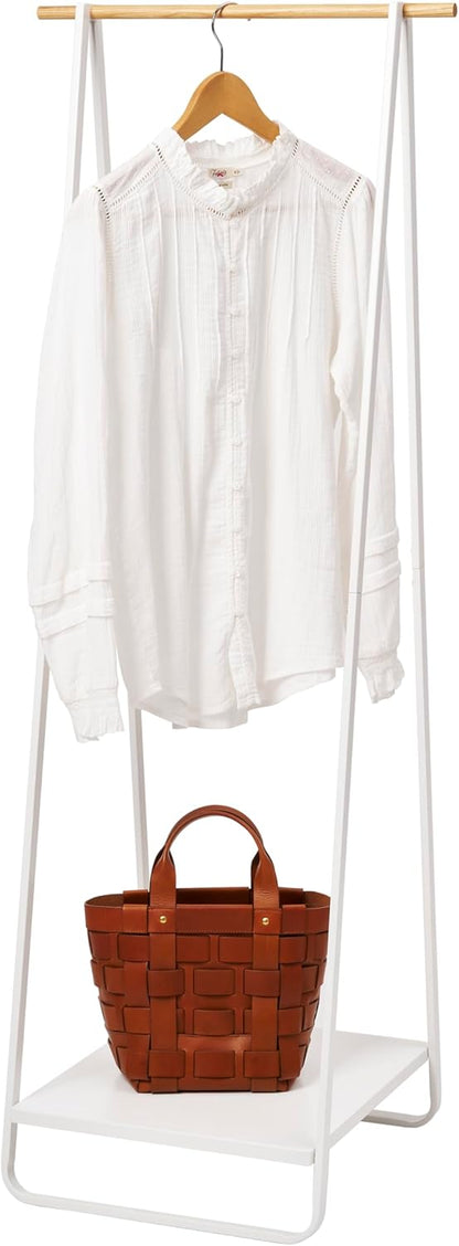 Yamazaki 2297 TOWER Coat Rack, white, Steel/Wood, 52 x 47 x 140 cm