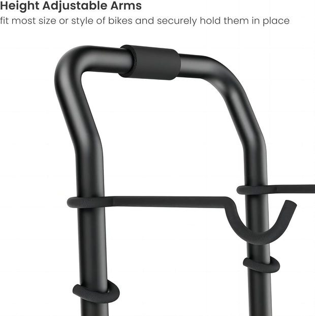 Fietsstandaard - Fiets Montagestandaard - Fietshouder - voor 2 Fietsen - Volledig Instelbare - Wandhouder - Ideaal voor MTB - Hybride Fietsen - Verticale Fietsstandaard - Houdt tot 40 kg - 66.5 x 55.8 x 219 cm - Zwart