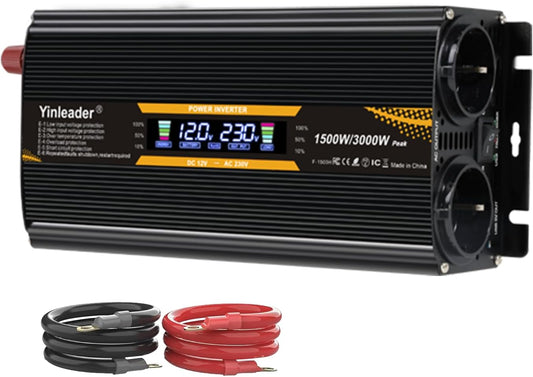 Yinleader Converter 12v 220v 1500W /3000W Voltage Converter with USB LCD Display