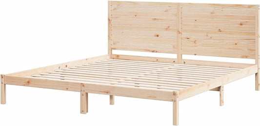 Gecheer Solid Wood Bed Extra Long Without Mattress 180x210cm, Stable Bed Frame for Bedroom Hotel Guest Room Dormitory 3309303 - QUORE