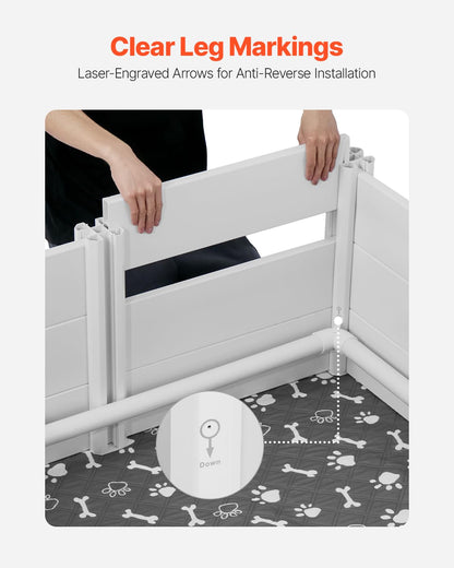 VEVOR Hondenwippelbox, 185,4 x 96,5 x 50 cm, plastic hondenpoepenpen met verstelbare hoogtedeur, puppybox met waterdichte plasmat, gemakkelijk schoon te maken, duurzame geboortekit voor huisdieren