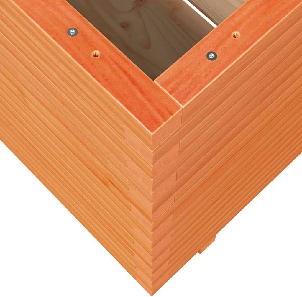 Flower Box Wax Brown 70 x 70 x 72.5 cm Solid Pine Wood Flower Box on Legs Pot with Trellis Planter Patio - QUORE