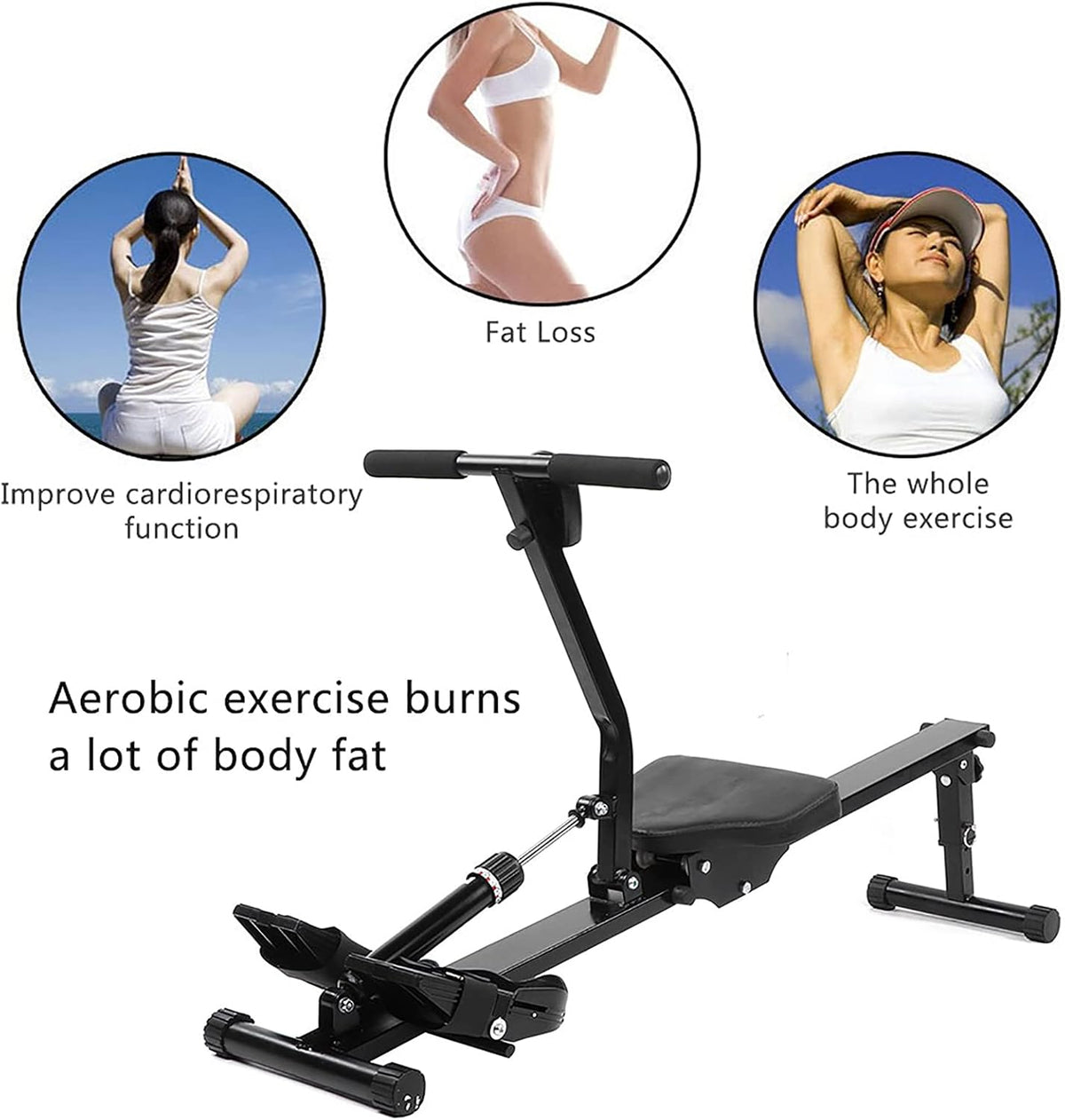 Roeitrainer – Roeimachine – Fitnessroeier – Indoor Rower – Trainingsapparaat – Inklapbaar Design – Verstelbare Weerstand – Digitaal Display