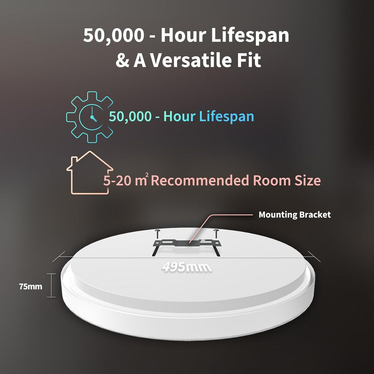 Aqara Ceiling light T1M, requires Zigbee 3.0 HUB, RGB+IC with gradient effects, 40W 3450 lm, 2700-6500 K Tunable white, supports HomeKit, Alexa, Google and IFTTT [Energy Class E], Matter over Bridge - QUORE