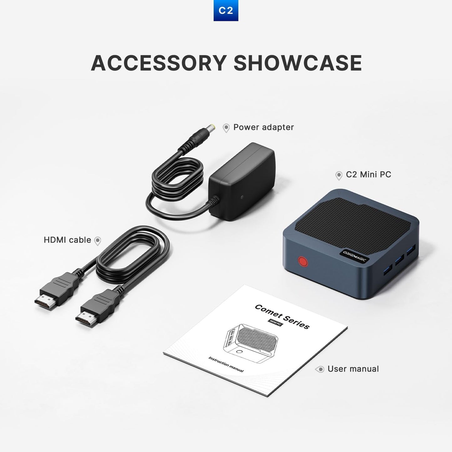 Mini PC C2 Neo N95 (3.4GHz), 12GB RAM, 512GB SSD. Compact with WiFi 5, BT 5.0, Dual Ethernet Mini Desktop for Home/Office/Ultra-quiet