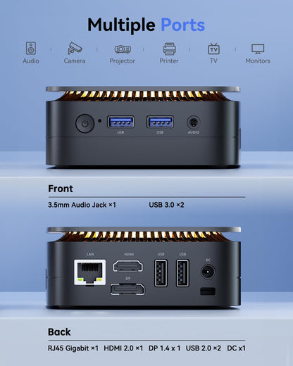 NiPoGi E1 Mini PC Ιntel Alder Lake Ν95 (tot 3,4 GHz) 16GB DDR4 512GB SSD, Mini Computer 2,5-inch SSD-uitbreiding/Gigabit Ethernet/2,4+5G WiFi/BT4.2/4K@60Hz UHD Dual Display Mini-PC voor Kantoor