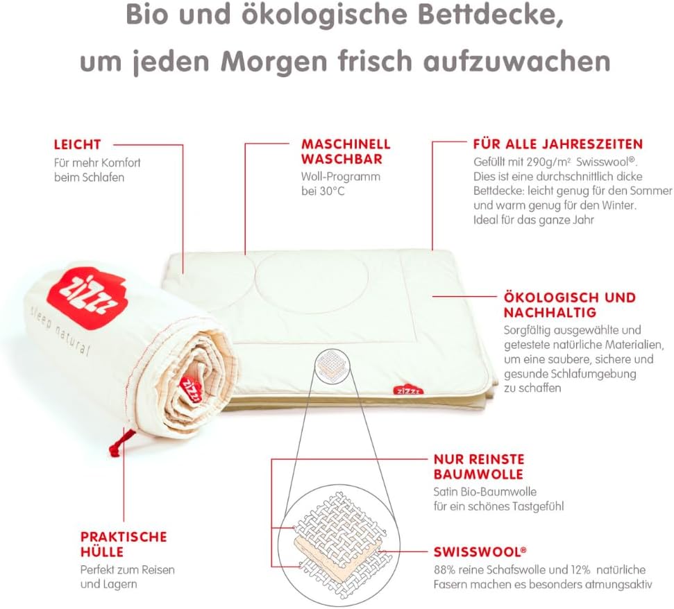 Premium Wol Deken – Zachte en Warme Swisswool, Perfect voor 4 Seizoenen