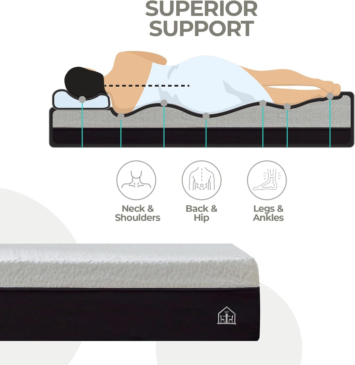 Traagschuimmatras – Memory Foam Matras – Gelmatras – Slaapmatras – Comfortmatras – 140x190 cm – Verkoelende Gellaag – Optimale Drukverdeling