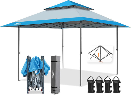 EAGLE PEAK 13x13 Rechte been pop-up luifel tent instant outdoor luifel eenvoudige enkele persoon set-up opvouwbare schuilplaats w/automatische uitschuifbare dakrand 169 vierkante voet schaduw