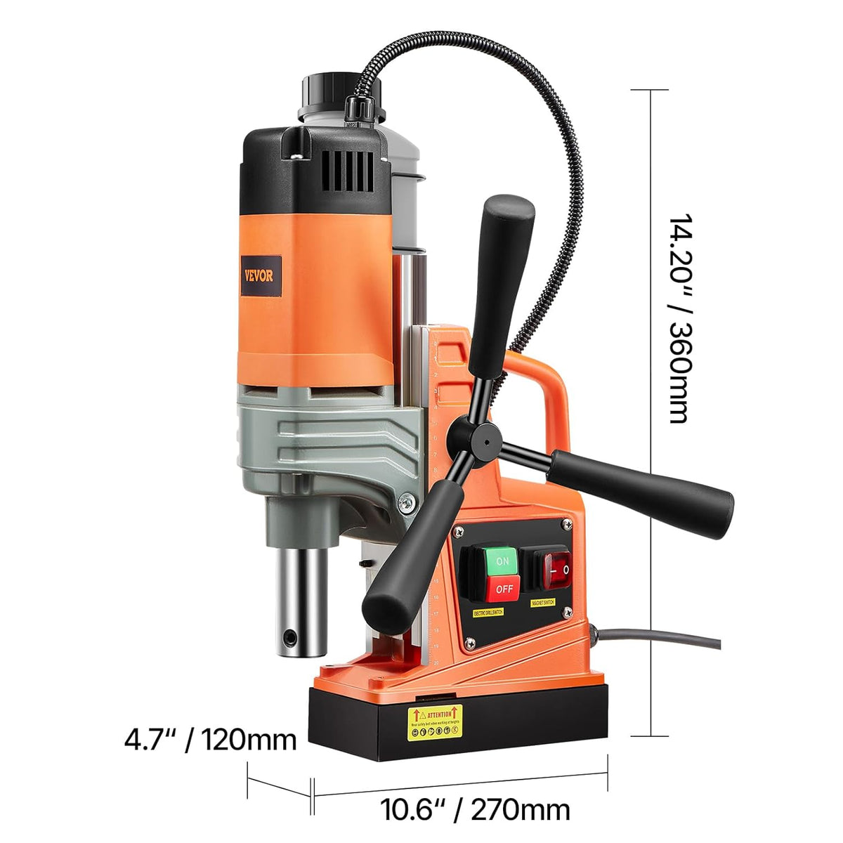 VEVOR Magnetische kolomboormachine, snelheid tussen 0 – 810 omw/min, draagbaar, 220 V-240 V, 50/60 Hz, 1300 W, magneetboormachine max. boordiameter 40 mm, max. diepte 50 mm, magneetkracht tot 13000 N