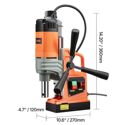 VEVOR Magnetische kolomboormachine, snelheid tussen 0 – 810 omw/min, draagbaar, 220 V-240 V, 50/60 Hz, 1300 W, magneetboormachine max. boordiameter 40 mm, max. diepte 50 mm, magneetkracht tot 13000 N