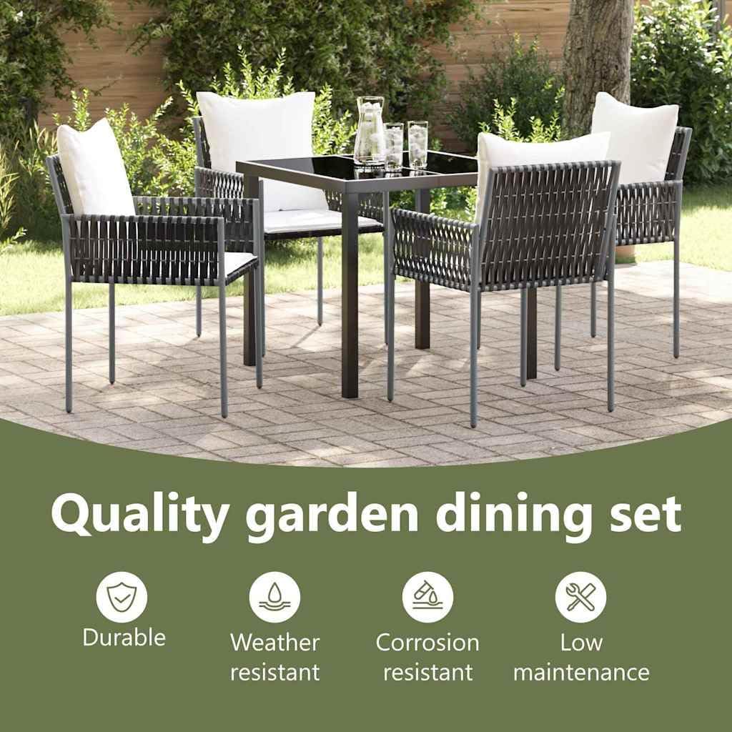 Tuinset – Tuinmeubelset – Eettafelset – Balkonsset – Terrasmeubelset – 5-delig – PE Rattan – UV-bestendig – Modern Design – Bruin Zwart