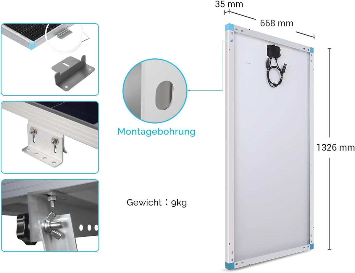 Renogy Zonnepaneel 175 W, 12 V PV monokristallijn oplader voor camper, commerciële hut schuur op het dak, zeeschip, caravan, off-grid systeem