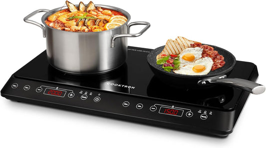 Inductiekookplaat, 2 platen, Cooktron dubbele inductiekookplaat, Kookplaat Inductie, touch-bediening