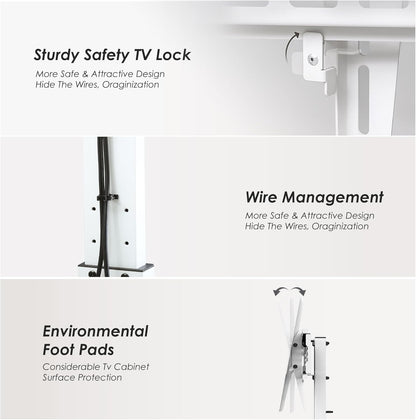Vloer TV standaard – TV standaard – TV vloerstandaard – TV stand – Vloermodel TV standaard – 32-75 inch, draaibaar, kantelbaar en in hoogte verstelbaar – Max. draagkracht 40 kg, VESA 200x200-600x400 mm, wit