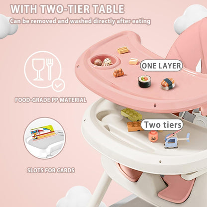Opvouwbare Kinderstoel - Met Grote Antislipmat en Speelgoedrek - 6 Maanden en Ouder - Roze