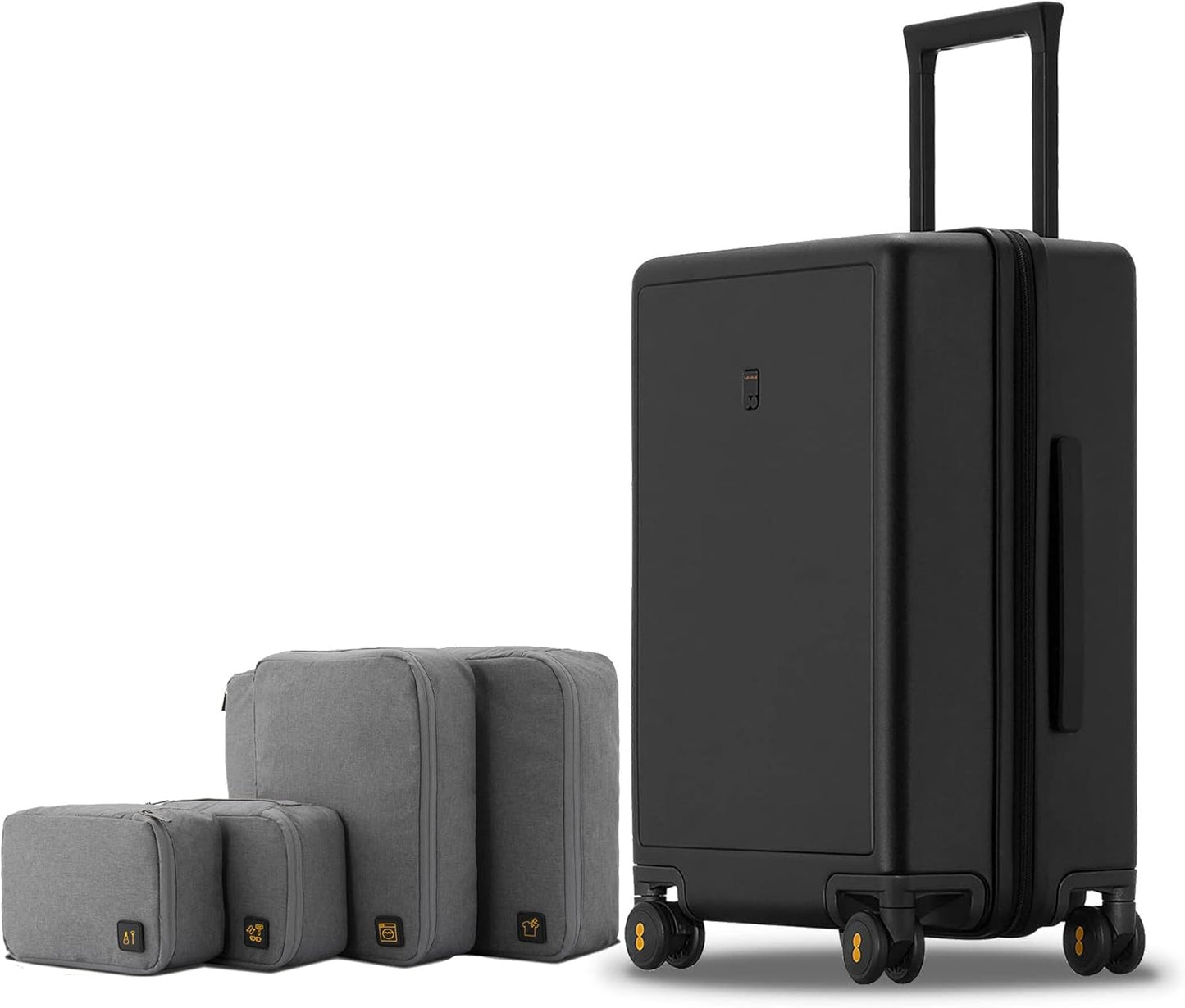 LEVEL8 Koffer Bagage 54.5 cm Cabine koffer PC Materiaal Lichtgewicht Ingebouwd TSA-slot, 8 Spinnerwielen, Handbagage,Hardcase Trolley, 20 inch,40L,Zwart