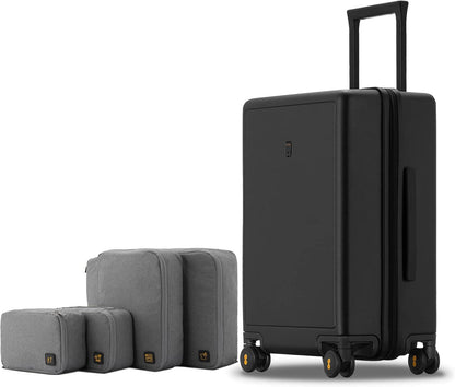 LEVEL8 Koffer Bagage 54.5 cm Cabine koffer PC Materiaal Lichtgewicht Ingebouwd TSA-slot, 8 Spinnerwielen, Handbagage,Hardcase Trolley, 20 inch,40L,Zwart